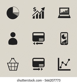 Set Of 9 Editable Analytics Icons. Includes Symbols Such As Revenue, Trading Purse, Pay Redeem And More. Can Be Used For Web, Mobile, UI And Infographic Design.