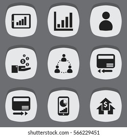 Set Of 9 Editable Analytics Icons. Includes Symbols Such As Pay Redeem, Phone Statistics, Banking House And More. Can Be Used For Web, Mobile, UI And Infographic Design.