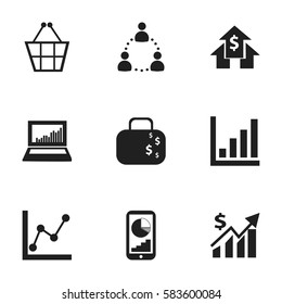 Set Of 9 Editable Analytics Icons. Includes Symbols Such As Banking House, Revenue, Graph Information And More. Can Be Used For Web, Mobile, UI And Infographic Design.