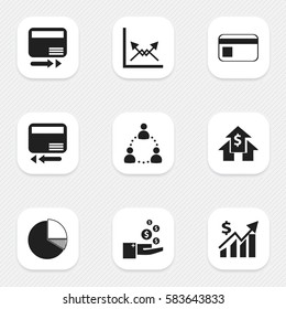 Set Of 9 Editable Analytics Icons. Includes Symbols Such As Profit, Revenue, Bank Payment And More. Can Be Used For Web, Mobile, UI And Infographic Design.