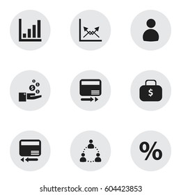 Set Of 9 Editable Analytics Icons. Includes Symbols Such As User, Schema, Transmission And More. Can Be Used For Web, Mobile, UI And Infographic Design.
