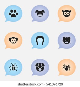 Set Of 9 Editable Animal Icons. Includes Symbols Such As Hog, Baboon, Talisman And More. Can Be Used For Web, Mobile, UI And Infographic Design.