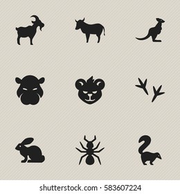 Set Of 9 Editable Animal Icons. Includes Symbols Such As Footprint, Bedbug, Livestock And More. Can Be Used For Web, Mobile, UI And Infographic Design.