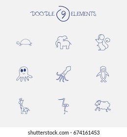 Set Of 9 Editable Animal Icons. Includes Symbols Such As Tortoise, Elephant, Shadoof And More. Can Be Used For Web, Mobile, UI And Infographic Design.
