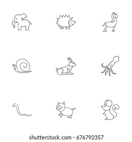 Set Of 9 Editable Animal Icons. Includes Symbols Such As Rabbit, Swine, Serpent And More. Can Be Used For Web, Mobile, UI And Infographic Design.