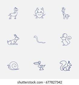 Set Of 9 Editable Animal Icons. Includes Symbols Such As Rat, Chipmunk, Serpent And More. Can Be Used For Web, Mobile, UI And Infographic Design.