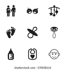 Set Of 9 Editable Baby Icons. Includes Symbols Such As Soothers, Lineage, Twins Babies And More. Can Be Used For Web, Mobile, UI And Infographic Design.