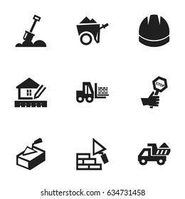 Set Of 9 Editable Building Icons. Includes Symbols Such As Camion , Oar , Handcart. Can Be Used For Web, Mobile, UI And Infographic Design.