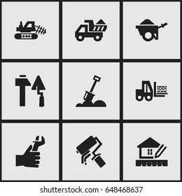 Set Of 9 Editable Building Icons. Includes Symbols Such As Hands , Trolley , Scrub. Can Be Used For Web, Mobile, UI And Infographic Design.