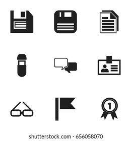 Set Of 9 Editable Bureau Icons. Includes Symbols Such As Spectacle, Authentication, Badge And More. Can Be Used For Web, Mobile, UI And Infographic Design.