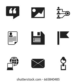 Set Of 9 Editable Bureau Icons. Includes Symbols Such As Document, Businesswoman, Architecture And More. Can Be Used For Web, Mobile, UI And Infographic Design.