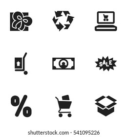 Set Of 9 Editable Business Icons. Includes Symbols Such As Cash, Discount Tag, Rate And More. Can Be Used For Web, Mobile, UI And Infographic Design.