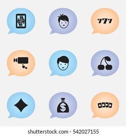 Set Of 9 Editable Business Icons. Includes Symbols Such As Moneybag, Boy, Berry; And More. Can Be Used For Web, Mobile, UI And Infographic Design.