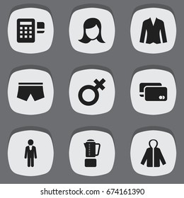 Set Of 9 Editable Business Icons. Includes Symbols Such As Job Person, Blend, Device And More. Can Be Used For Web, Mobile, UI And Infographic Design.
