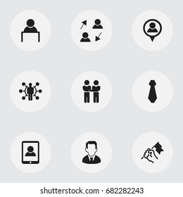 Set Of 9 Editable Business Icons. Includes Symbols Such As Publish, Location, Rally And More. Can Be Used For Web, Mobile, UI And Infographic Design.