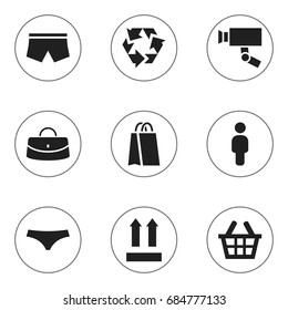 Set Of 9 Editable Business Icons. Includes Symbols Such As Basket, Guard Camera, Human And More. Can Be Used For Web, Mobile, UI And Infographic Design.