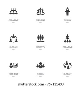 Set Of 9 Editable Business Icons. Includes Symbols Such As Introducing, Leadership, Debate And More. Can Be Used For Web, Mobile, UI And Infographic Design.