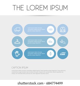 Set Of 9 Editable Business Outline Icons. Includes Symbols Such As Lady, Ironing, Belt And More. Can Be Used For Web, Mobile, UI And Infographic Design.