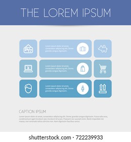 Set Of 9 Editable Business Outline Icons. Includes Symbols Such As 24/7, Qr Code, Shopping Bag And More. Can Be Used For Web, Mobile, UI And Infographic Design.