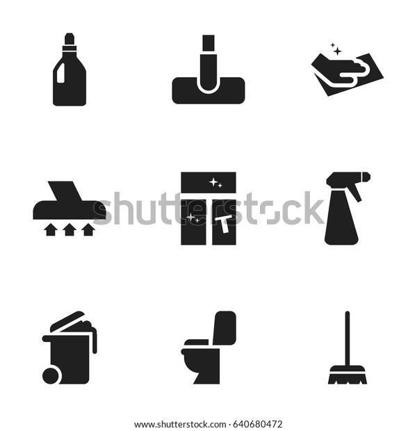Set 9 Editable Cleanup Icons Includes Stock Vector Royalty Free 640680472 