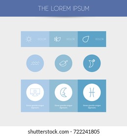 Set Of 9 Editable Climate Outline Icons. Includes Symbols Such As Night Sky, Raindrop, Water Bearer And More. Can Be Used For Web, Mobile, UI And Infographic Design.