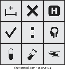 Set Of 9 Editable Clinic Icons. Includes Symbols Such As Medical Aviation, Clinic, No Check And More. Can Be Used For Web, Mobile, UI And Infographic Design.