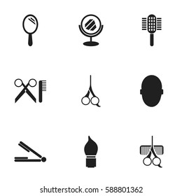 Set Of 9 Editable Coiffeur Icons. Includes Symbols Such As Barber Tools, Charger, Peeper And More. Can Be Used For Web, Mobile, UI And Infographic Design.