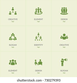 Set Of 9 Editable Community Icons. Includes Symbols Such As Staff Structure, Group, Command. Can Be Used For Web, Mobile, UI And Infographic Design.