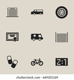 Set Of 9 Editable Complicated Icons. Includes Symbols Such As Emergency, Drug, Result And More. Can Be Used For Web, Mobile, UI And Infographic Design.