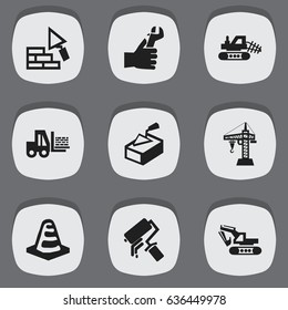 Set Of 9 Editable Construction Icons. Includes Symbols Such As Hands , Notice Object , Scrub. Can Be Used For Web, Mobile, UI And Infographic Design.
