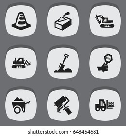Set Of 9 Editable Construction Icons. Includes Symbols Such As Spatula , Handcart , Truck. Can Be Used For Web, Mobile, UI And Infographic Design.