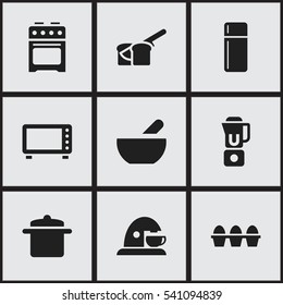 Set Of 9 Editable Cook Icons. Includes Symbols Such As Cup, Stove, Soup And More. Can Be Used For Web, Mobile, UI And Infographic Design.