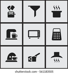 Set Of 9 Editable Cook Icons. Includes Symbols Such As Bakery, Soup Pot, Slice Bread And More. Can Be Used For Web, Mobile, UI And Infographic Design.