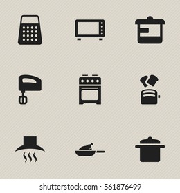 Set Of 9 Editable Cook Icons. Includes Symbols Such As Stove, Agitator, Oven And More. Can Be Used For Web, Mobile, UI And Infographic Design.