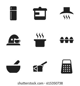Set Of 9 Editable Cook Icons. Includes Symbols Such As Cup, Soup, Bakery And More. Can Be Used For Web, Mobile, UI And Infographic Design.