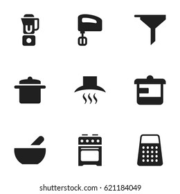 Set Of 9 Editable Cook Icons. Includes Symbols Such As Stove, Cookware, Soup And More. Can Be Used For Web, Mobile, UI And Infographic Design.