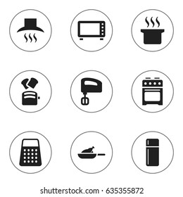 Set Of 9 Editable Cook Icons. Includes Symbols Such As Soup Pot, Grill, Slice Bread And More. Can Be Used For Web, Mobile, UI And Infographic Design.