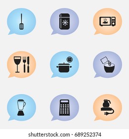 Set Of 9 Editable Cook Icons. Includes Symbols Such As Tableware, Saucepan, Grater And More. Can Be Used For Web, Mobile, UI And Infographic Design.