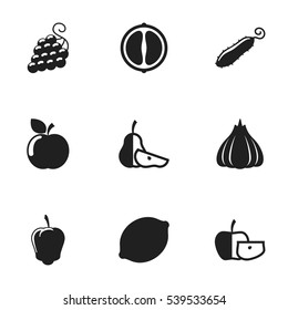 Set Of 9 Editable Cooking Icons. Includes Symbols Such As Lime, Sweet Fruit, Fresh Fruit And More. Can Be Used For Web, Mobile, UI And Infographic Design.