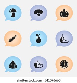 Set Of 9 Editable Cooking Icons. Includes Symbols Such As Zucchini, Cep, Duchess And More. Can Be Used For Web, Mobile, UI And Infographic Design.