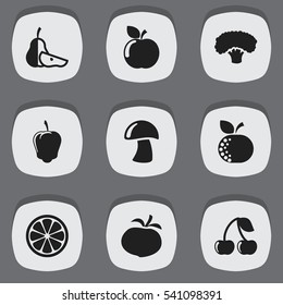 Set Of 9 Editable Cooking Icons. Includes Symbols Such As Tree, Lemon Piece, Sweet Pepper And More. Can Be Used For Web, Mobile, UI And Infographic Design.