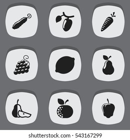 Set Of 9 Editable Cooking Icons. Includes Symbols Such As Lime, Citrus, Duchess And More. Can Be Used For Web, Mobile, UI And Infographic Design.