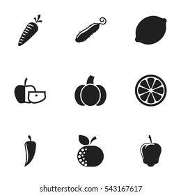 Set Of 9 Editable Cooking Icons. Includes Symbols Such As Citrus, Chili, Root Vegetable And More. Can Be Used For Web, Mobile, UI And Infographic Design.