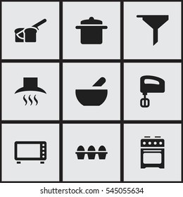 Set Of 9 Editable Cooking Icons. Includes Symbols Such As Stove, Bakery, Egg Carton And More. Can Be Used For Web, Mobile, UI And Infographic Design.