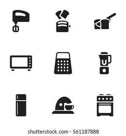 Set Of 9 Editable Cooking Icons. Includes Symbols Such As Shredder, Bakery, Agitator And More. Can Be Used For Web, Mobile, UI And Infographic Design.