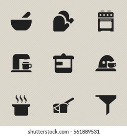 Set Of 9 Editable Cooking Icons. Includes Symbols Such As Soup, Cup, Soup Pot And More. Can Be Used For Web, Mobile, UI And Infographic Design.