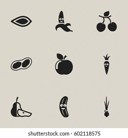 Set Of 9 Editable Cooking Icons. Includes Symbols Such As Amygdalaceous, Cucumber, Pistachio And More. Can Be Used For Web, Mobile, UI And Infographic Design.