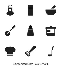 Set Of 9 Editable Cooking Icons. Includes Symbols Such As Paprika, Soup, Husker And More. Can Be Used For Web, Mobile, UI And Infographic Design.