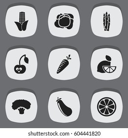 Set Of 9 Editable Cooking Icons. Includes Symbols Such As Berry, Sparrowgrass, Tree And More. Can Be Used For Web, Mobile, UI And Infographic Design.