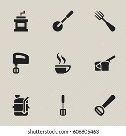 Set Of 9 Editable Cooking Icons. Includes Symbols Such As Trowel, Bakery, Silverware And More. Can Be Used For Web, Mobile, UI And Infographic Design.